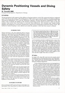 Dynamic Positioning Vessels and Diving Safety